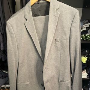 Hugo Boss sharkskin gray sport suit.